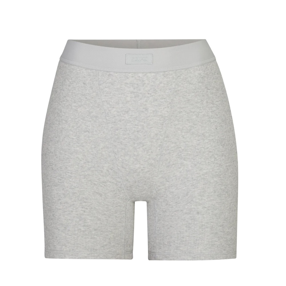 SKIMS Cotton Rib Boxer - Light Heather Grey